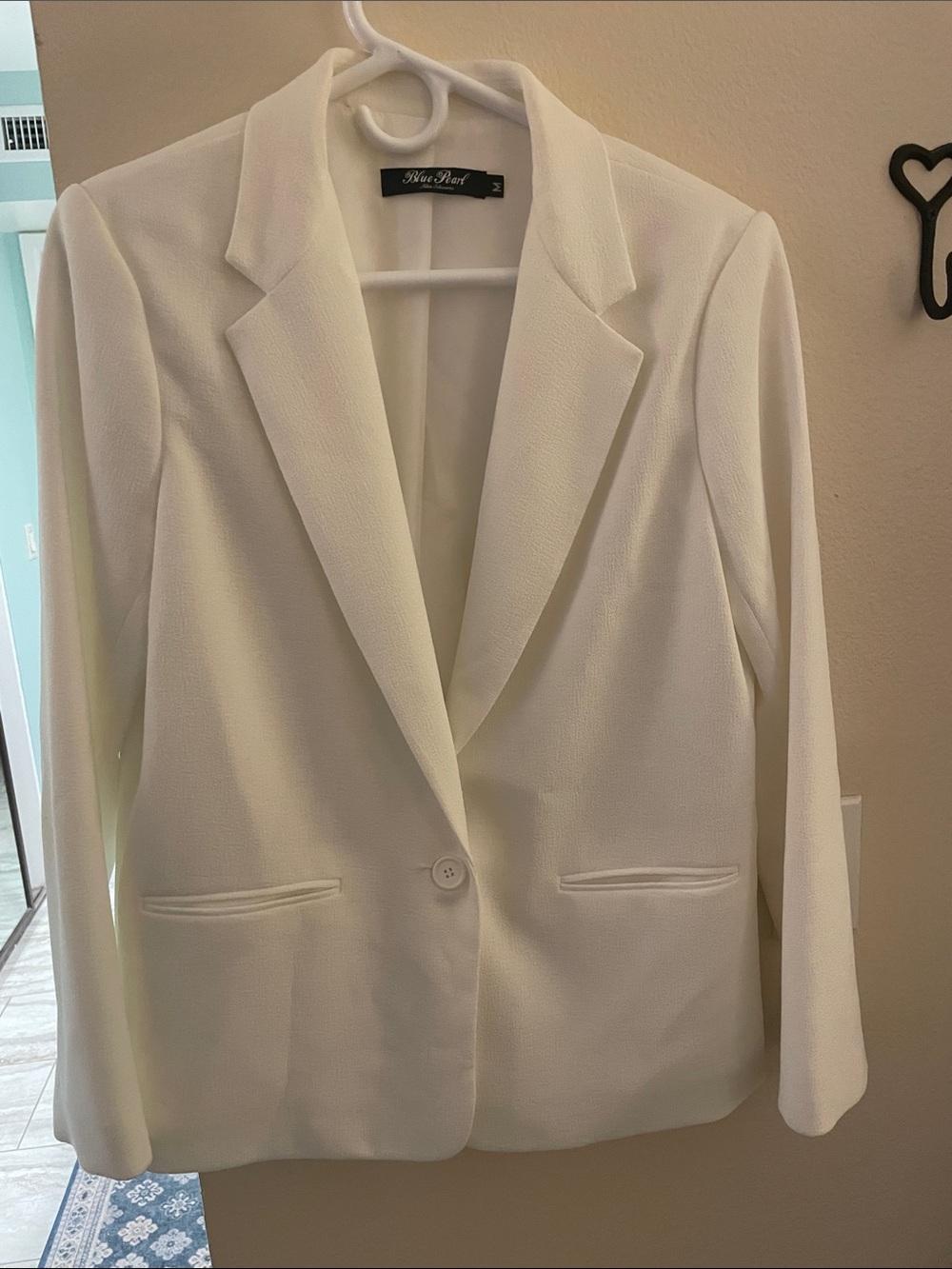 White Single-Button Blazer by